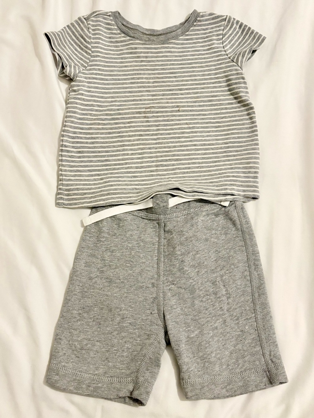 Hanna Andersson toddler boy grey white stripe short 2pc set